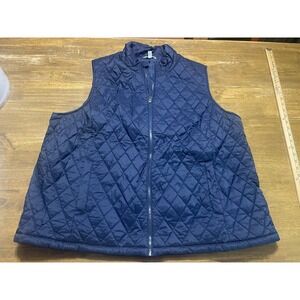 Time & Tru Jacket, Women's Plus Size 2X, Blue, Vest, Full Zip